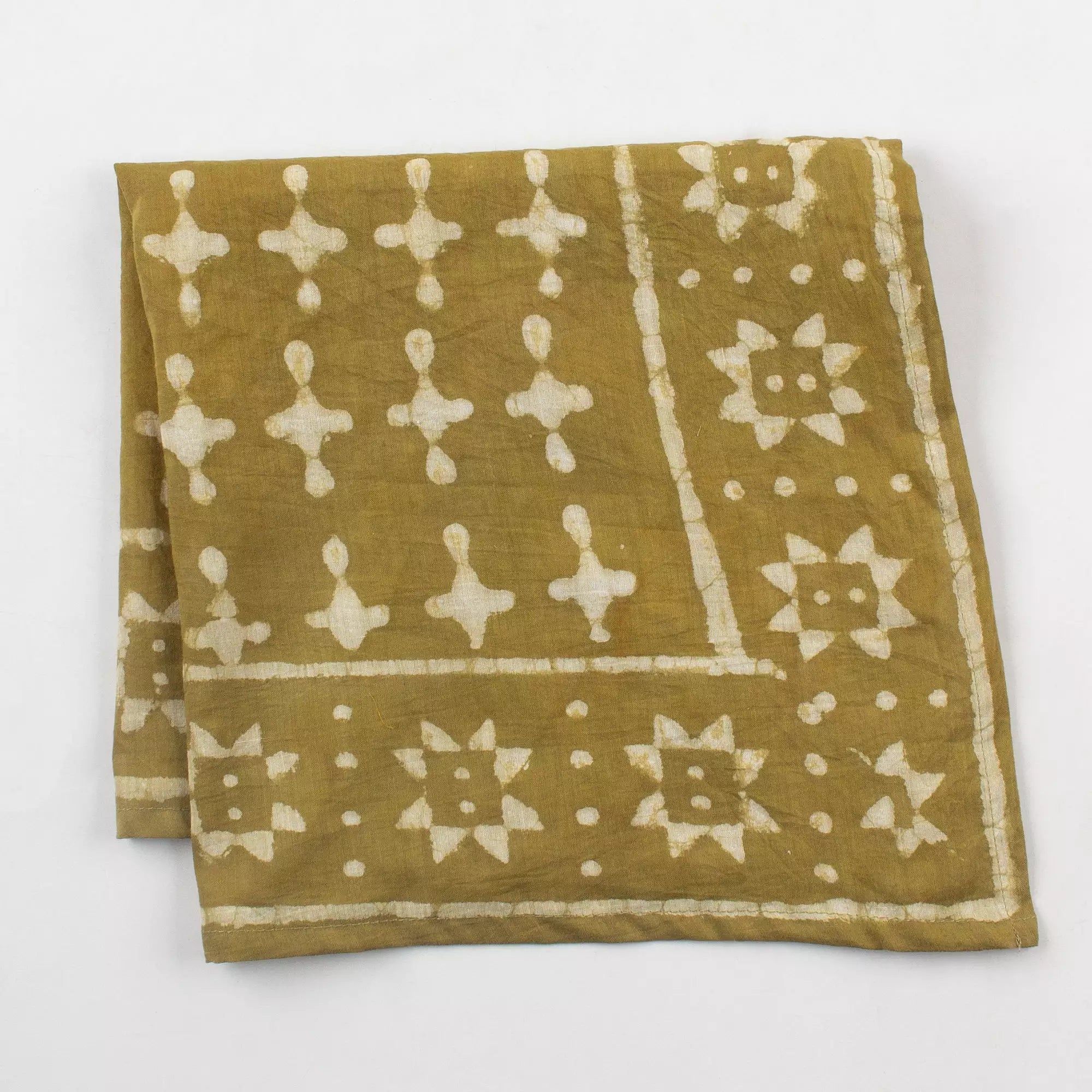 Soft Green Hand Block Print Cotton Bandana for Men 626